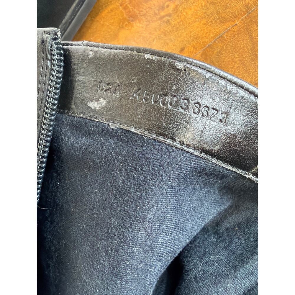 ECCO Black Leather Knee High Boots Chunky Heel Side Zip Square Toe Size 8 Brazil - Picture 4 of 10